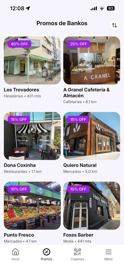 Promoción de Los Trovadores en la pestaña de promos de Bankos